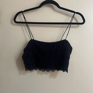 Navy blue lace bralette. See thru on back. Zara Trufaluo. Size S